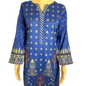 Tawakkal Pakistani Indian Lawn Gold Print Kurti Tunic Kameez Kurta Branded S/38